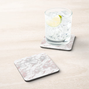 Rose Gold Pink Grey White Marble Glam Minimal Beverage Coaster