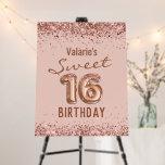 Rose Gold Pink Happy 16th Birthday Foam Board<br><div class="desc">Girly glitter,  millennial pink background,  with fancy script name typography. Faux rose gold 16 balloon text. Great for Sweet 16th celebrations.</div>
