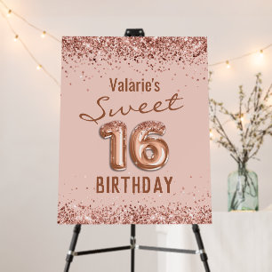 Rose Gold Pink Happy 16th Birthday Foam Board