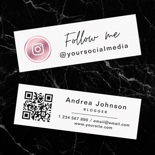 Rose Gold Pink Instagram Follow Me QR Code  Mini Business Card