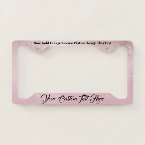 Rose Gold Pink Jewelry License Plate Frame