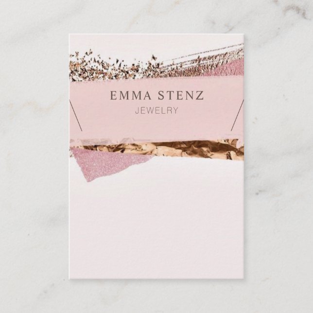 Rose Gold & Pink Label  • Necklace Jewelry Display Business Card (Front)
