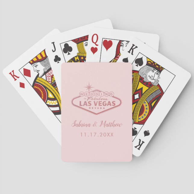 Rose Gold Pink Las Vegas Wedding Poker Cards (Back)
