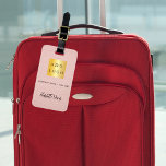 Rose gold pink leather business company logo name luggage tag<br><div class="desc">Rose gold,  pink faux leather print as background.  Personalize and add you business logo,  name and contact details. Dark brown colored text.</div>