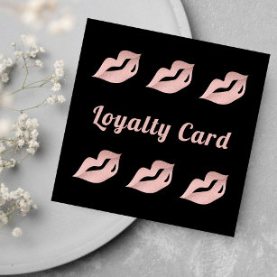 Rose Gold Pink Lips Glam Beauty Salon Promotional  Square Business Card