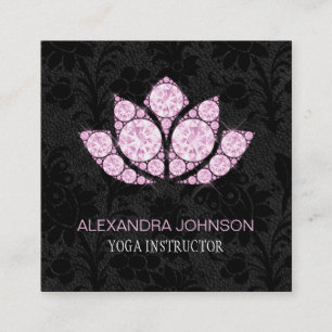 Rose Gold - Pink Lotus Flower Yoga Instructor Square Business Card