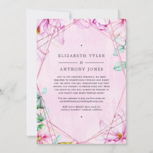 Rose Gold & Pink Magnolia Geometric Wedding Guests Announcement