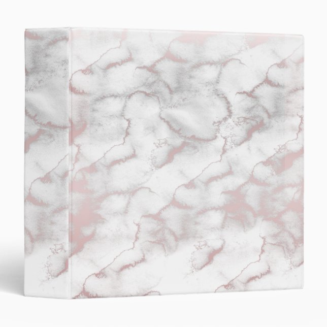 Rose Gold Pink Marble Modern Chic Trendy 3 Ring Binder (Front/Spine)