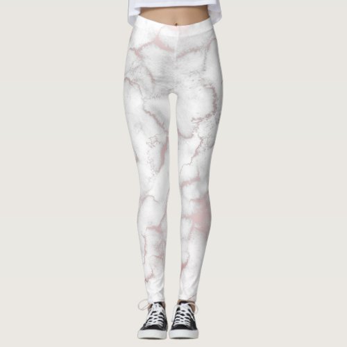 Rose Gold Pink Marble Modern Chic Trendy Leggings