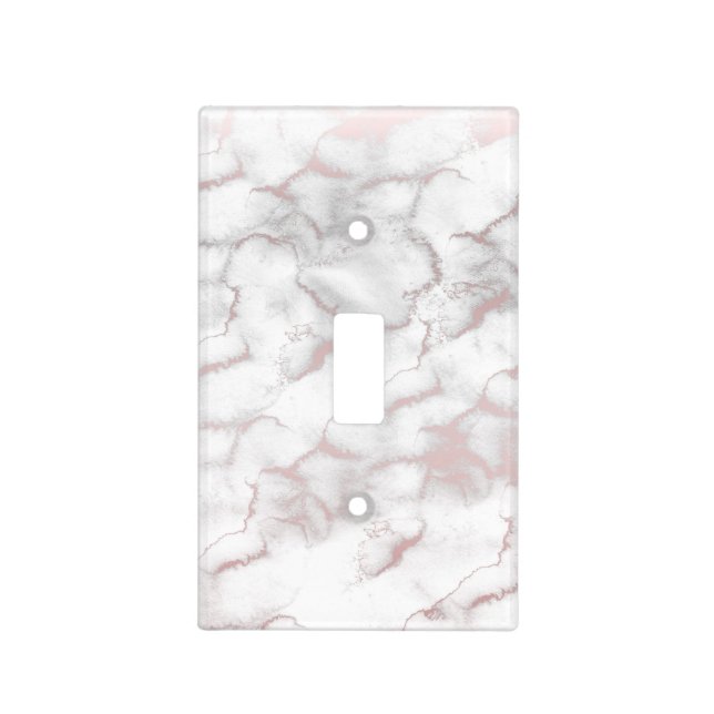 Rose Gold Pink Marble Modern Chic Trendy Light Switch Cover (Front)