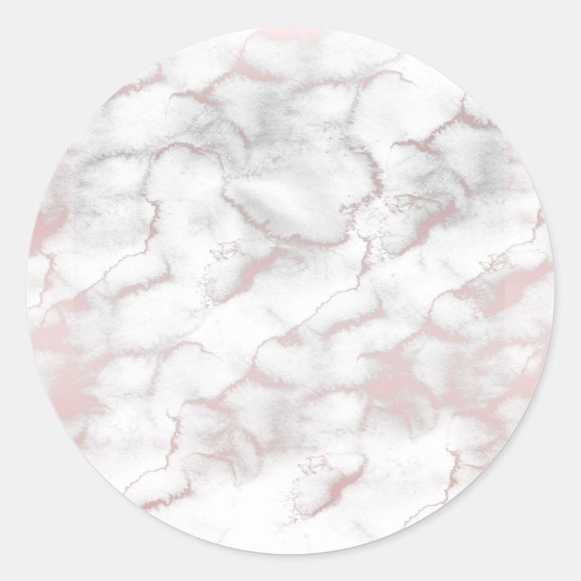 Rose Gold Pink Marble Modern Chic Trendy Party Classic Round Sticker (Front)