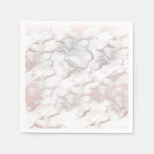 Rose Gold Pink Marble Modern Chic Trendy Party Napkins (Front)