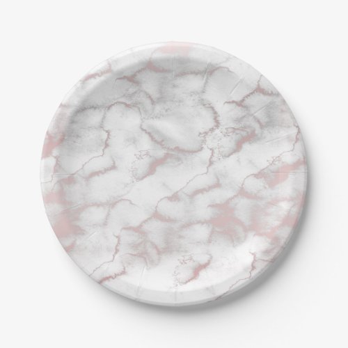 Rose Gold Pink Marble Modern Chic Trendy Party Paper Plates
