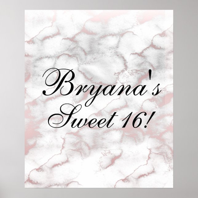 Rose Gold Pink Marble Modern Chic Trendy Party Poster (Front)