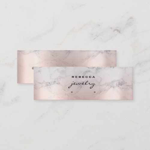 Rose Gold Pink Marble Script Earring display card