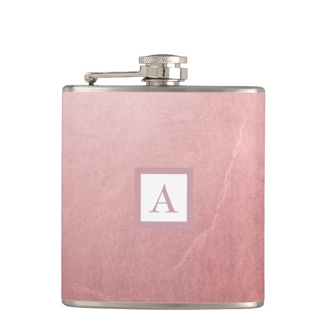 Rose Gold Pink Minimal Chic Glam Flask (Front)