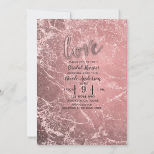 Rose Gold Pink Modern Glam Marble Bridal Shower Invitation