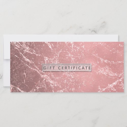Rose Gold Pink Modern Marble Gift Certificate