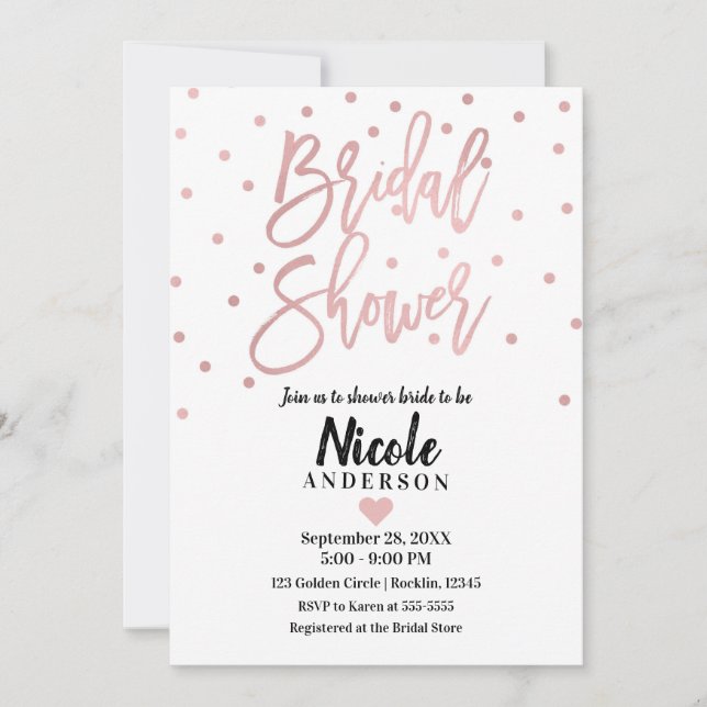Rose Gold Pink Modern Script Bridal Shower Invitation (Front)
