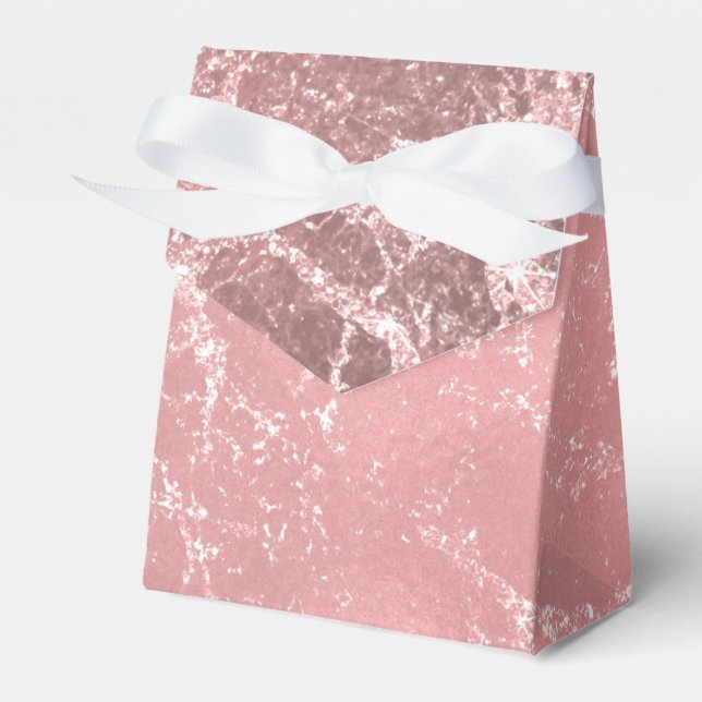 Rose Gold Pink Modern Trendy Glam Marble Chic Favor Boxes (Front Side)