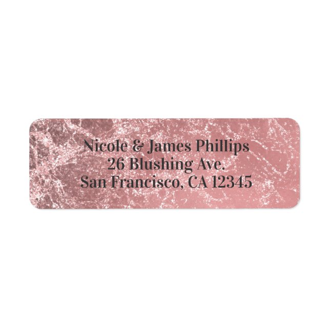 Rose Gold Pink Modern Trendy Glam Marble Chic Label (Front)