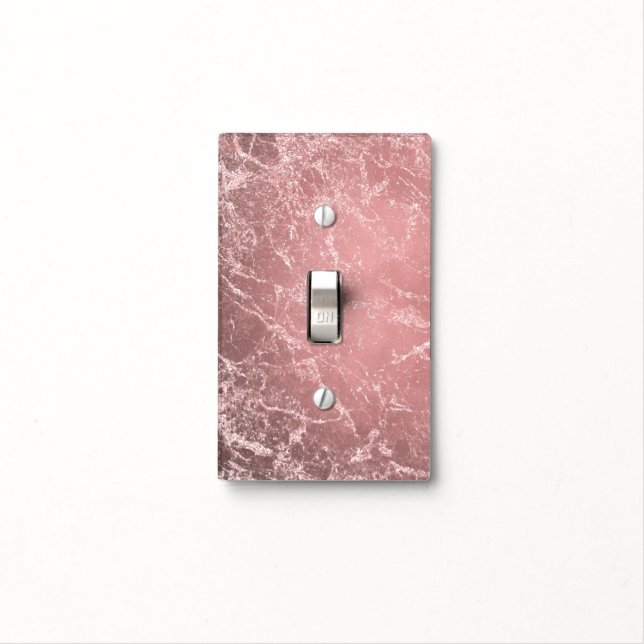 Rose Gold Pink Modern Trendy Glam Marble Chic Light Switch Cover (In Situ)