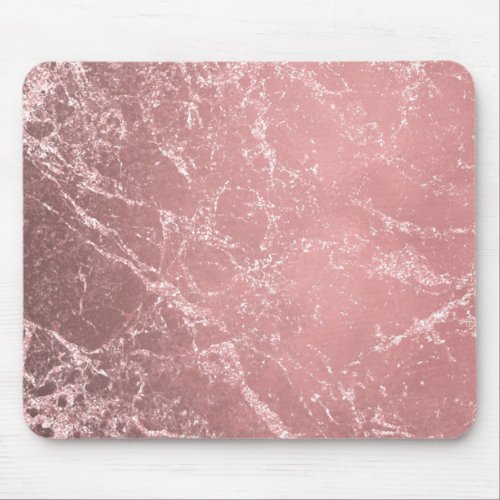 Rose Gold Pink Modern Trendy Glam Marble Chic Mouse Pad