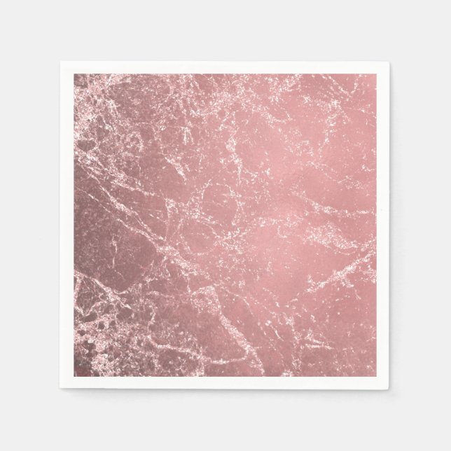 Rose Gold Pink Modern Trendy Glam Marble Chic Napkins (Front)