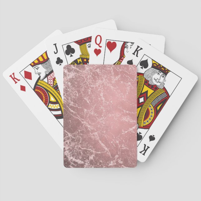 Rose Gold Pink Modern Trendy Glam Marble Chic Poker Cards (Back)