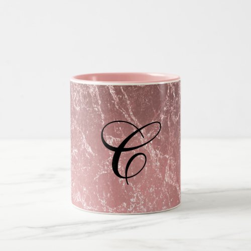 Rose Gold Pink Modern Trendy Glam Marble Chic Two_Tone Coffee Mug