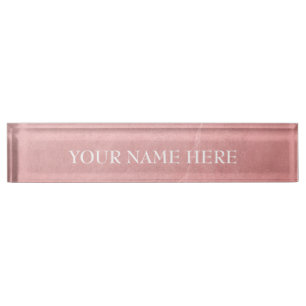 Rose Gold Pink Modern Trendy Minimal Chic Desk Name Plate