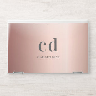 Rose gold pink monogram initials minimalist luxury HP laptop skin