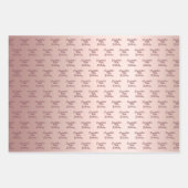 Rose gold pink monogram name birthday wrapping paper sheets (Front 2)