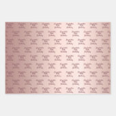 Rose gold pink monogram name birthday wrapping paper sheets (Front)