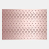Rose gold pink monogram name birthday wrapping paper sheets (Front 3)
