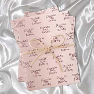 Personalized Champagne Roses Custom Name on Beige Gift Wrapping Paper