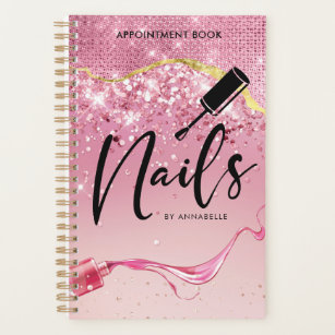 Rose Gold & Pink Nails Sparkly Appointment Book Planner
