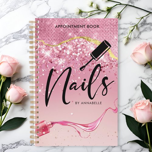 Rose Gold  Pink Nails Sparkly Appointment Book Planner