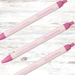 Rose gold pink name Quinceanera Pen