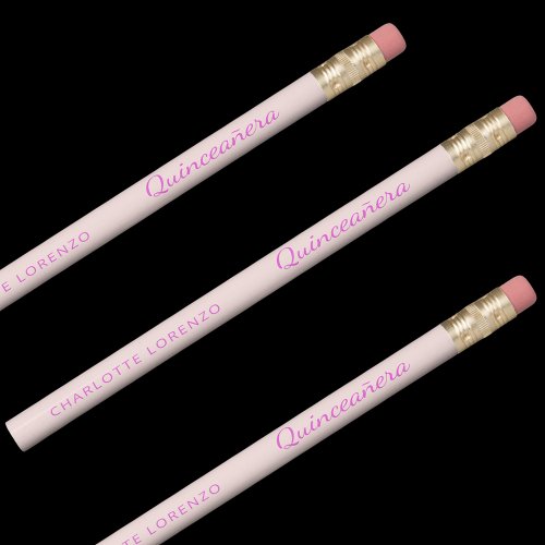 Rose gold pink name Quinceanera Pencil