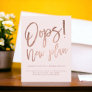 Rose gold pink new plan wedding change the date announcement postcard