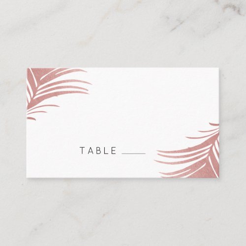 Rose Gold Pink Palm Leaves Tropical Place Card
