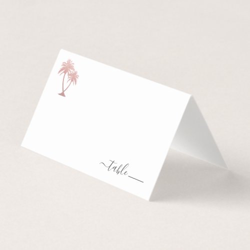 Rose Gold Pink Palm Tree Place Card Donation Poem