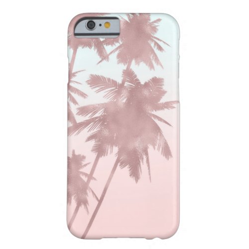 Rose Gold Pink Palms Beach Ombre Palm Trees Barely There iPhone 6 Case
