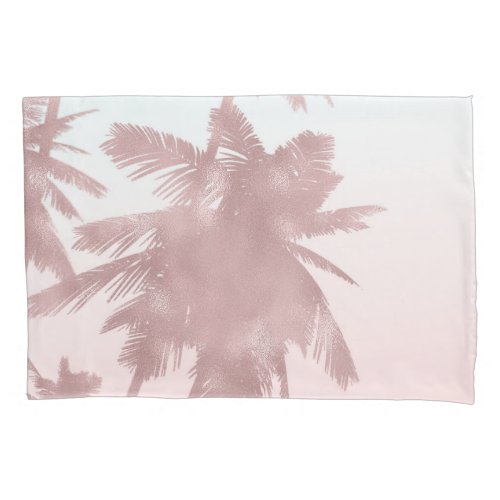 Rose Gold Pink Palms Beach Ombre Palm Trees Chic Pillow Case