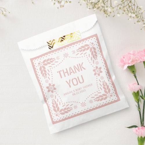 Rose gold pink papel picado Thank You Baby Shower Favor Bag