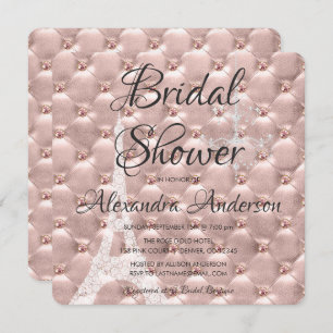 Rose Gold Pink Paris Bridal Shower Invitation