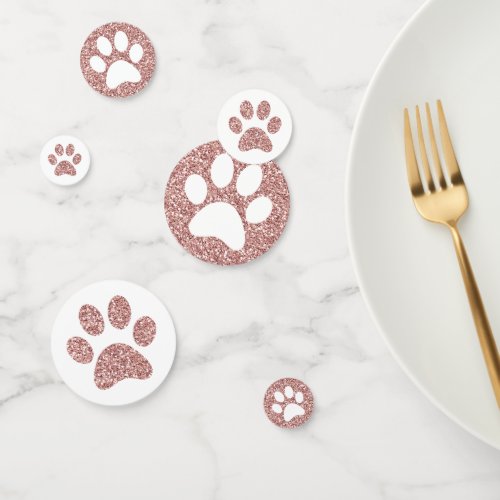 Rose Gold Pink Paw Prints Puppy Kitty Animal Track Confetti