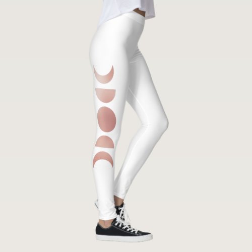 Rose Gold Pink Phases of the Moon Leggings