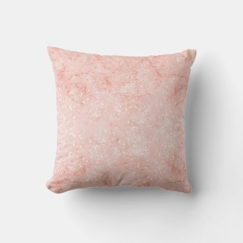 Rose Gold Pink Quartz Sparkle Marble Shimmering Throw Pillow